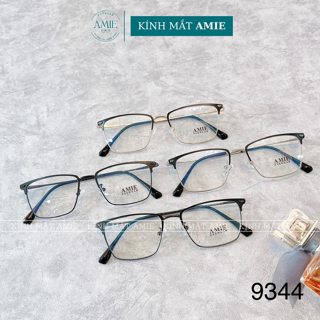 Gọng kính cận nam AMIE Eyewear mắt kính vuông gọng kim loại chắc chắn phụ kiện thời trang 9344