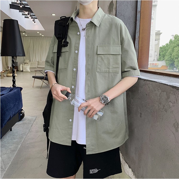 Áo sơ mi ngắn tay nhiều màu unisex siêu hot - A6 | BigBuy360 - bigbuy360.vn