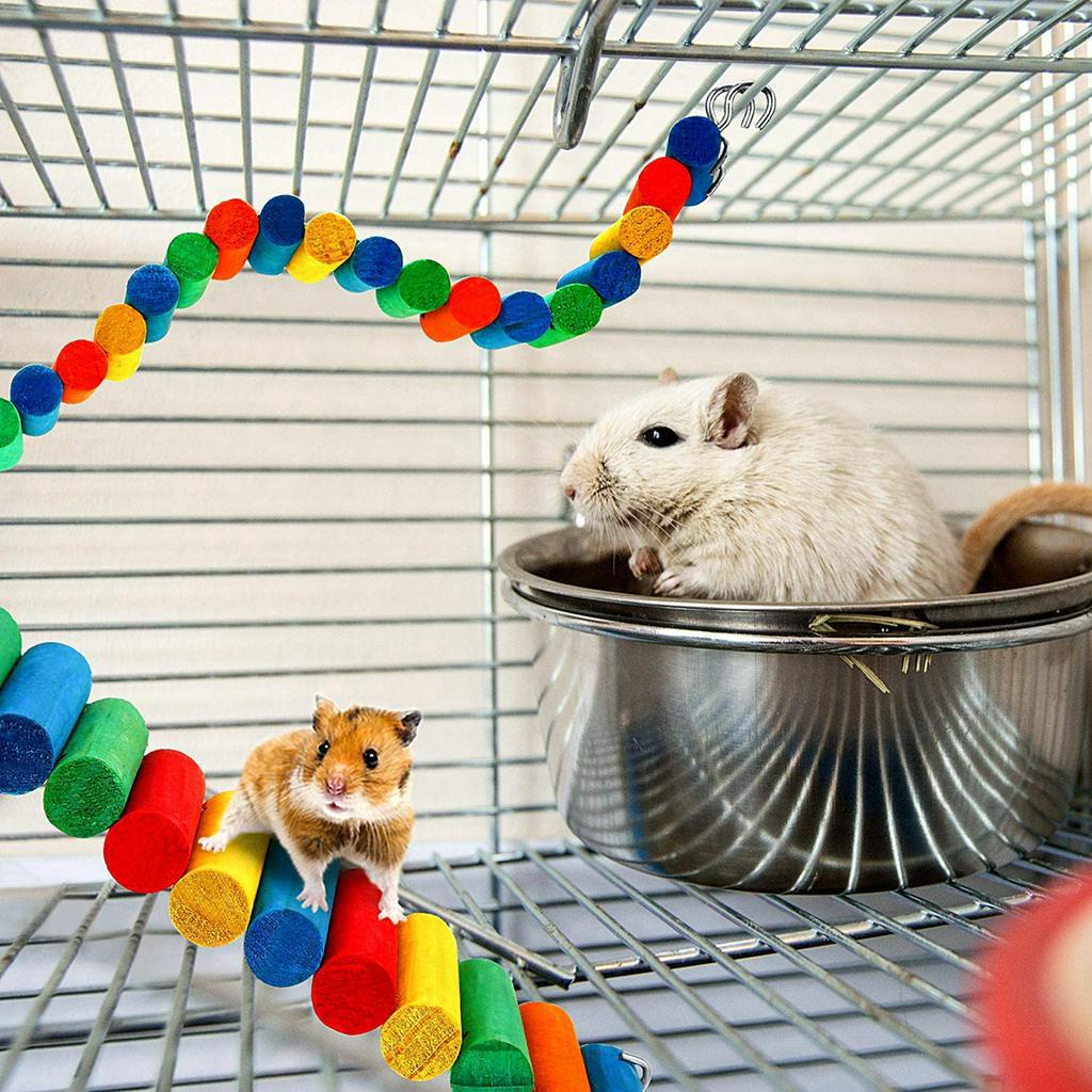 Thang leo trèo bằng gỗ màu cầu vồng xinh xắn dành cho chuột hamster