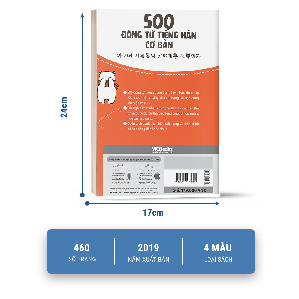Sách 500 Động Từ Tiếng Hàn Cơ Bản MCBooks