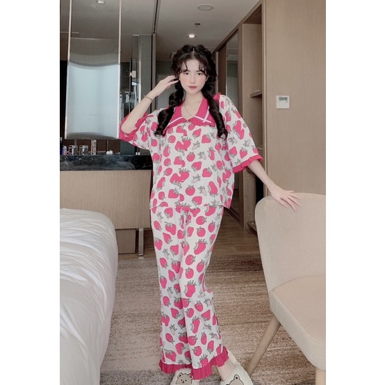 Bộ pijama mango cánh rơi viền bèo