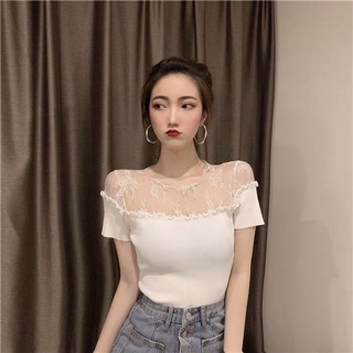 Áo trễ vai phối lưới