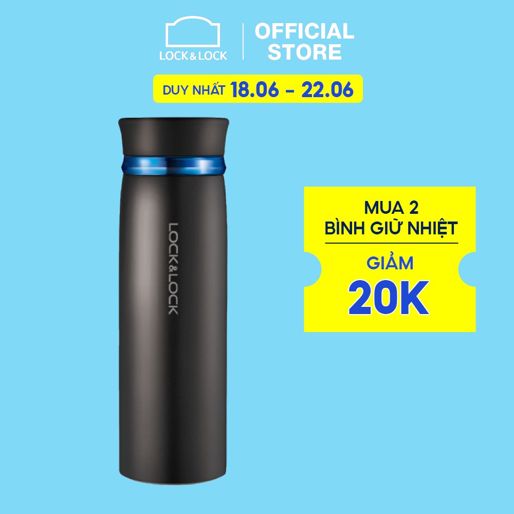 [Mã LIFEHL25 giảm 10% đơn 350K] Bình giữ nhiệt Lock&amp;Lock Feather Light 450ml - Màu Đen / Xanh LHC4131BKB