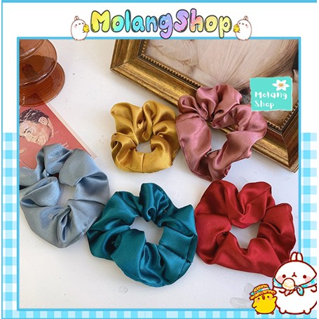 Scrunchies Lụa bóng Vintage - Dây Buộc tóc/ Dây cột tóc phong cách Hàn Quốc Molangshop