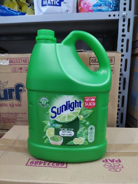 SUNLIGHT Nước rửa chén Trà Xanh, Muối Khoáng Lô Hội Trắng Can 3.6kg,hương chanh 3.8kg