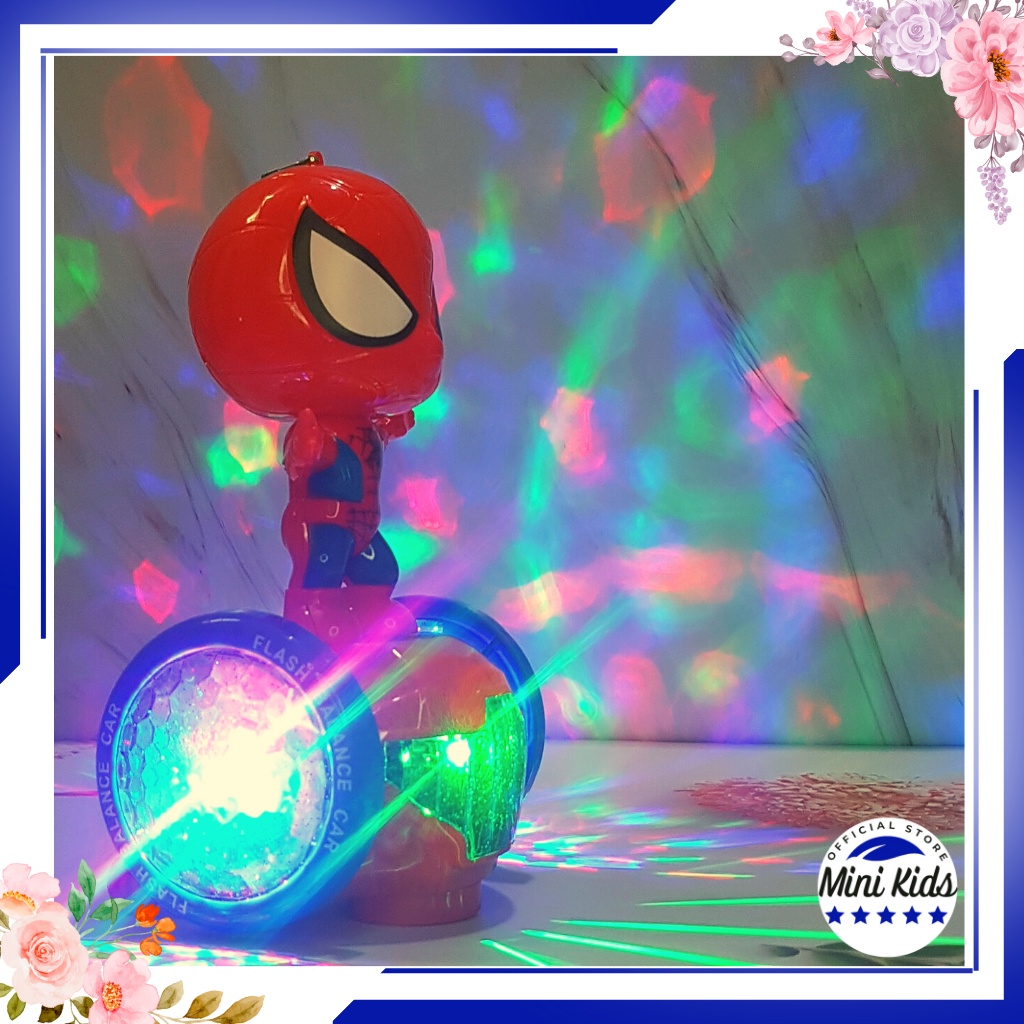 Đồ Chơi Người Nhện Spider Man Đi Xe Thăng Bằng Xoay 360º Có Nhạc Và Đèn Led - Đồ Chơi MiniKids