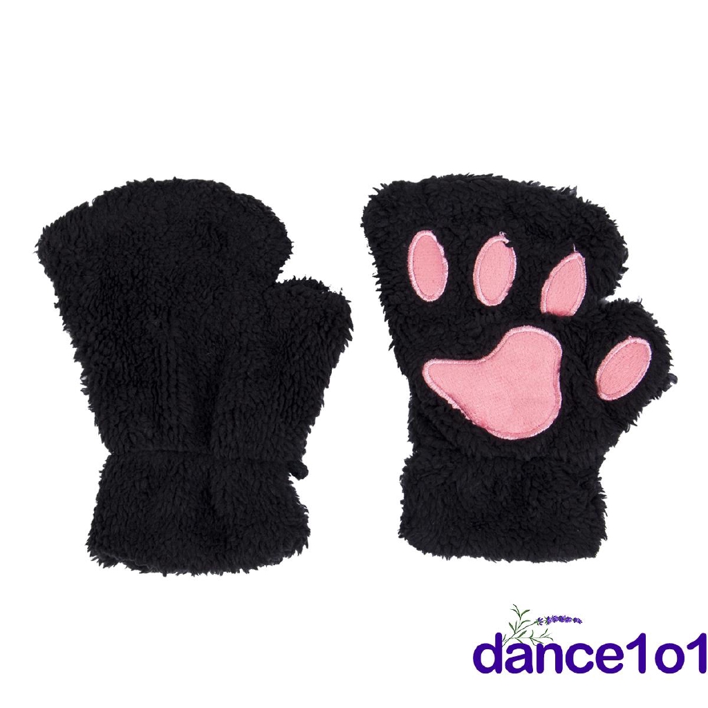 Đôi găng tay giữ ấm hở ngón dạng bàn chân mèo xinh xắn dễ thương cho nữ