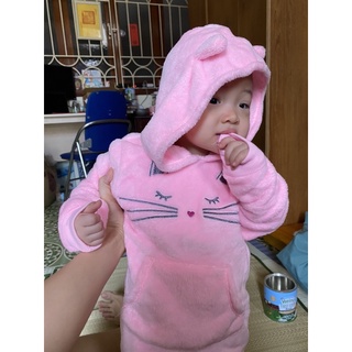 Áo lông hoodie bé gái áo nhung lông hình động vật ngộ nghĩnh