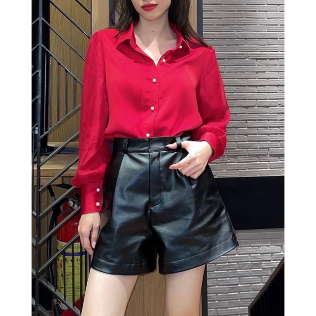 ZIEL Quần shorts da cá tính có lớp lót [SHIP HOẢ TỐC]