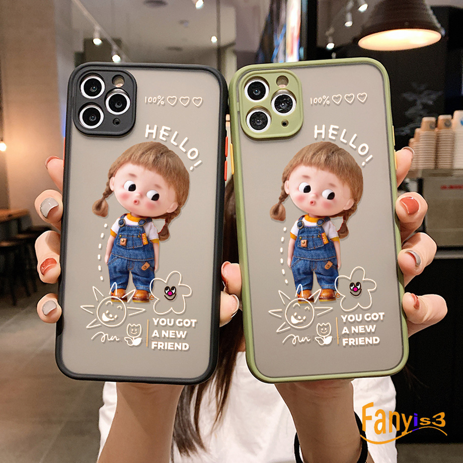 iPhone SE 2020 11 Pro Max X XR Xs Max 8 7 6 6s Plus Ốp điện thoại trong suốt họa tiết cô gái hoạt hình dễ thương cho