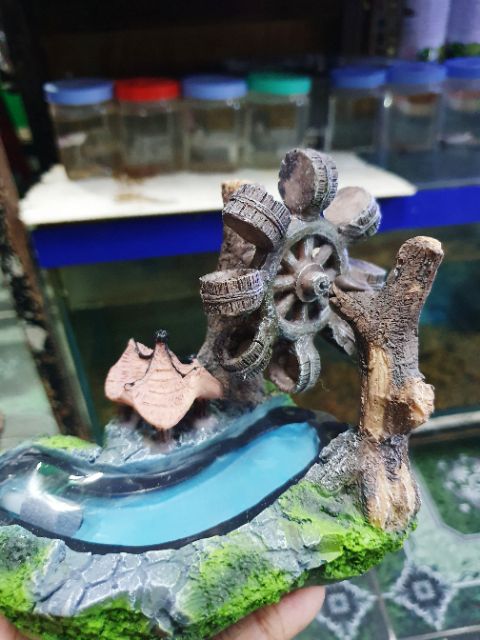 CẢNH NÚI BÁNH QUAY TRANG TRÍ HỒ CÁ NON BỘ 12x9x12cm