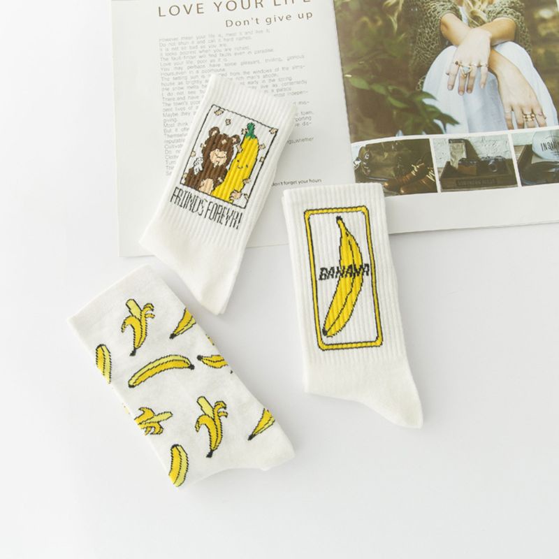 Vớ Cotton Họa Tiết Trái Chuối Dễ Thương Phong Cách Harajuku Nhật Bản Cho Nữ