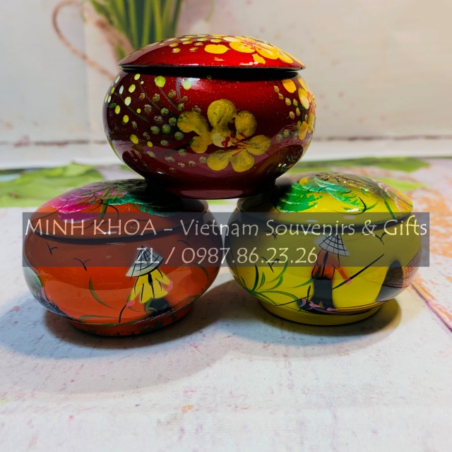 Hũ Sơn Mài Cổ Trang Mini Đựng Son Handmade Đựng Nhẫn Siêu Xinh - Lacquer Jewelry Box