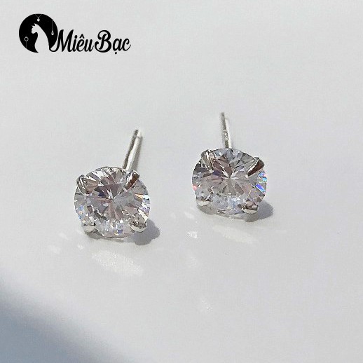 Bông Tai Bạc Nữ MIÊU BẠC kích thước mặt 2,5 mm chất liệu bạc 925 phụ kiện bông tai nữ B000149