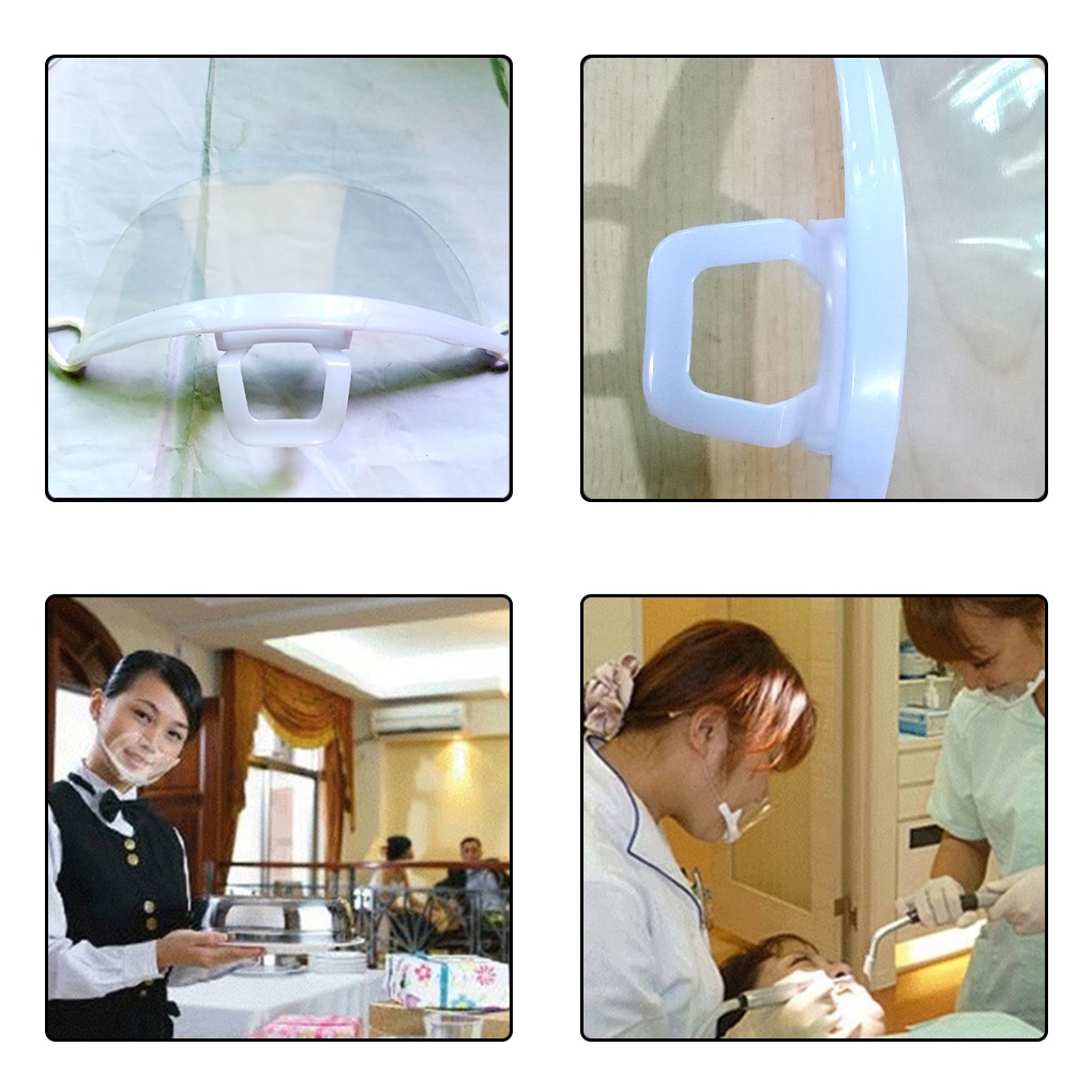 10pcs Disposable Restaurant Servant Anti Fog Plastic Mouth Mask Transparent Shield Mask for Catering Food