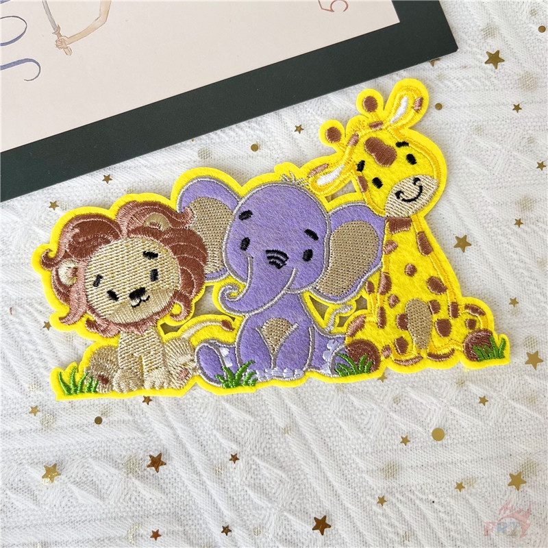 ☸ Sticker Ủi Thêu Hình Sở Thú Hạnh Phúc - Thỏ / Sư Tử / Chó / Khủng Long / Da ☸ 1 Miếng Dán Ủi Quần Áo Hình Động Vật Hoạt Hình