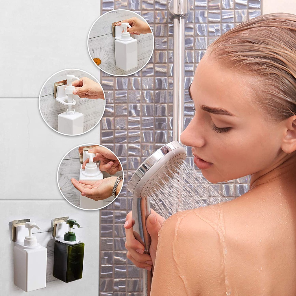 [Mới] Giá Đỡ Chai Dầu Gội / Chai Sữa Tắm / Xà Phòng Rửa Tay Tự Dính Không Cần Chạm