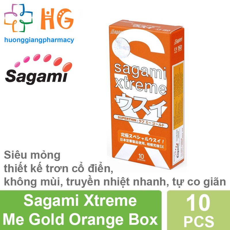 Bao Cao Su Sagami Love Me Orange - Siêu mỏng, bao trơn đều, không mùi, truyền nhiệt nhanh, tự co giãn (Hộp 10 Cái)