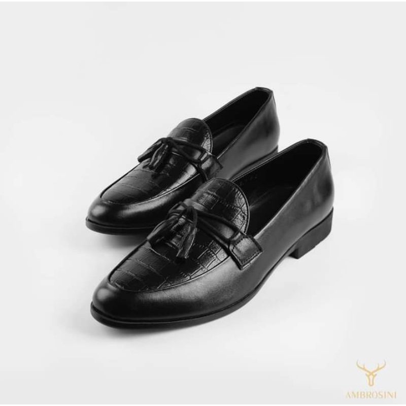 Giày lười nam Ambrosini - vân cá sấu có chuông