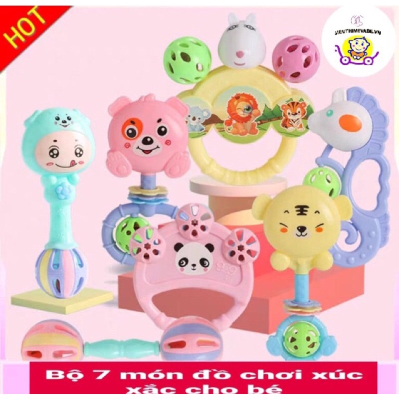 Túi lục lạc đồ chơi cho bé gồm 7 chi tiết ( loại tốt )