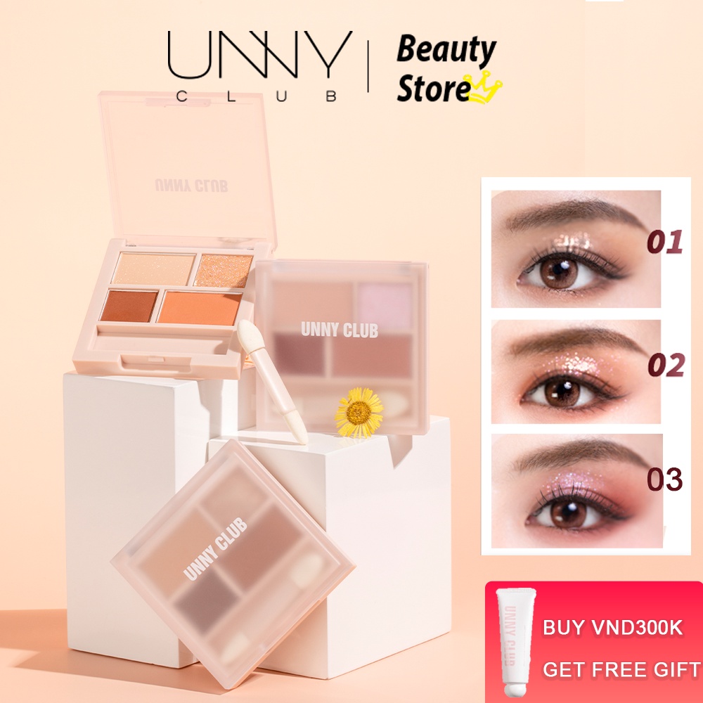 Unny Club bóng mắt 4 màu sắc tự nhiên lâu trôi chống thấm nước và mồ hôi