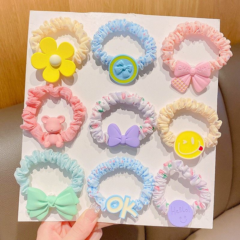Set 5 chun buộc tóc gắn charm dễ thương