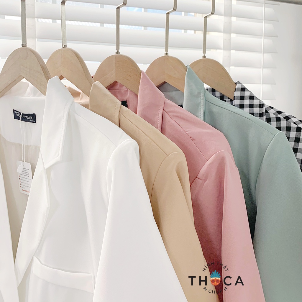 Áo khoác vest đen tay ngắn túi nấp 4 nút kiểu THOCA HOUSE blazer công sở chuyên nghiệp, sang trọng