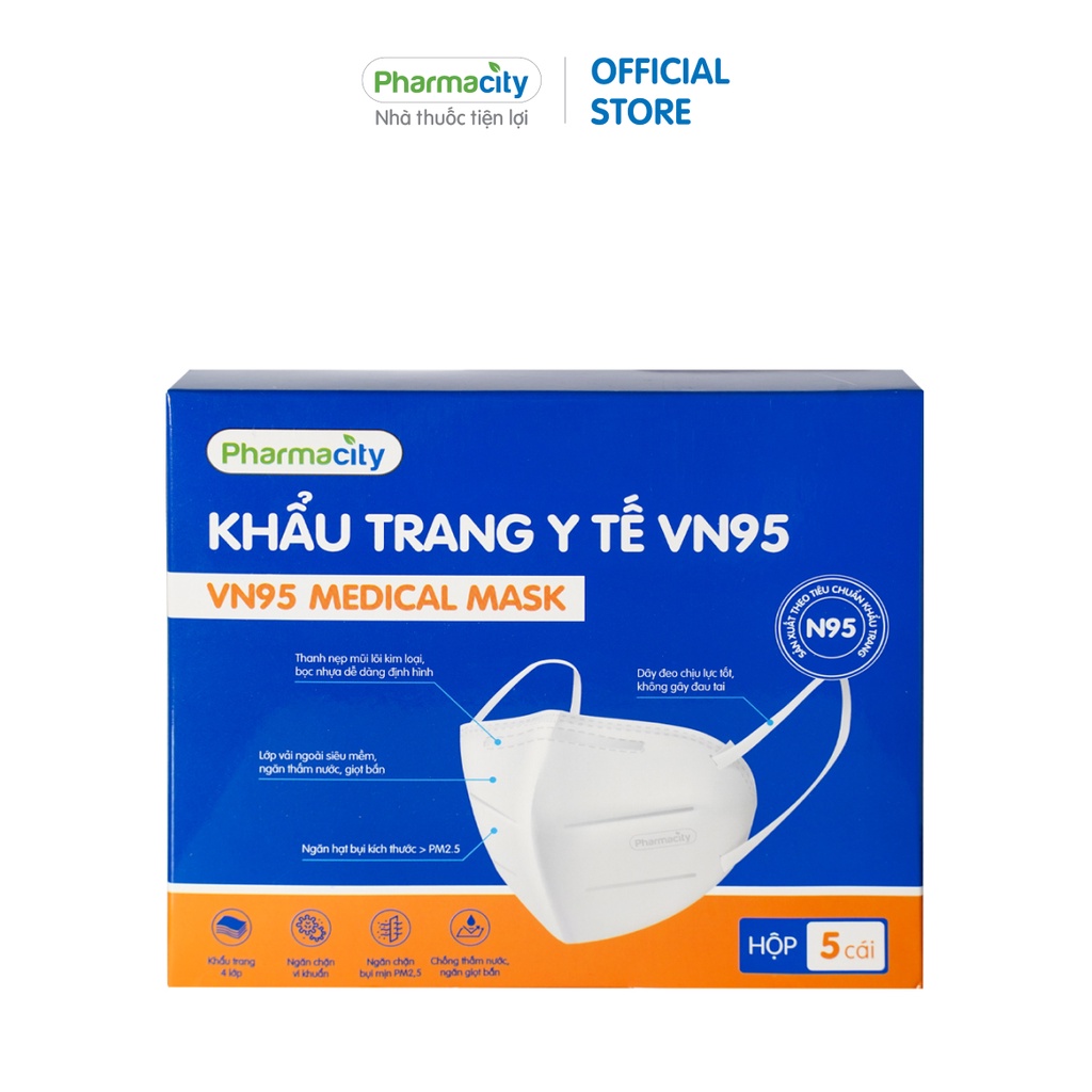 Khẩu trang y tế VN95 Pharmacity (Hộp 5 cái)