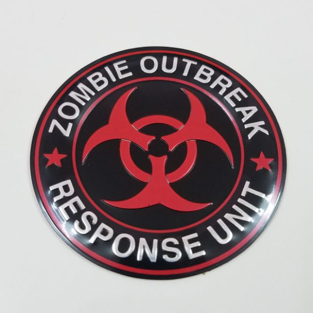 Tem nhôm dán trang trí hydra và zombie outbreak size 7.5cm