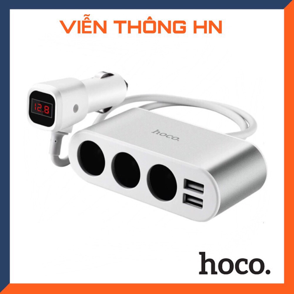 Tẩu sạc oto 5 cổng Hoco z13 có màn hình led hiển thị điện áp - cốc sạc ô tô củ sạc xe hơi - vienthognhn