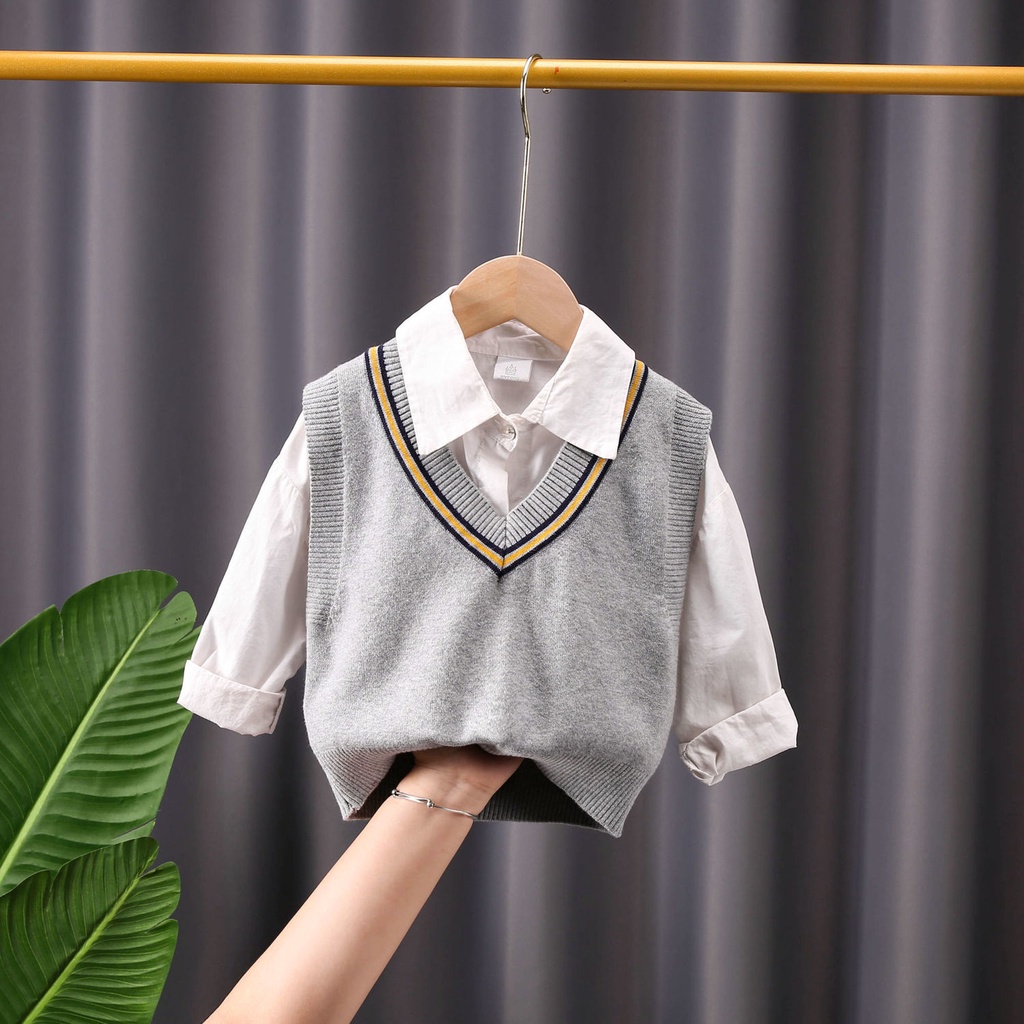 Áo Sweater Dệt Kim Không Tay Thời Trang Thu Đông Cho Bé Trai