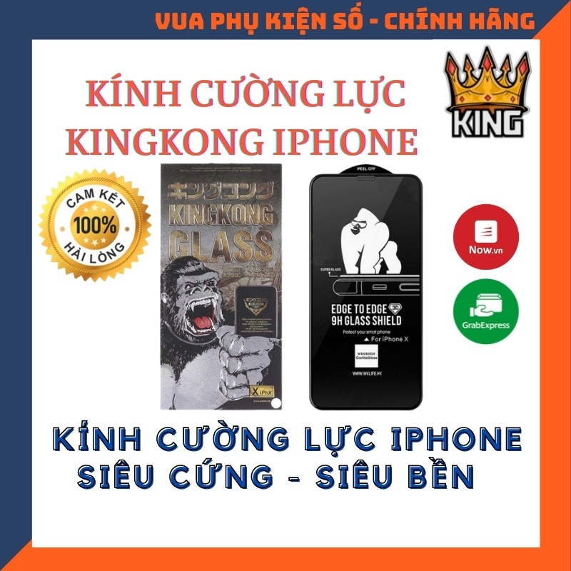 [ Đã có 12/13 ]⚡️ Kính cường lực KingKong 3D cho 6/6s/6 plus/7/8/7plus/8plus/x/xs/xsmax/11/11promax ⚡️ Trong Suốt Full