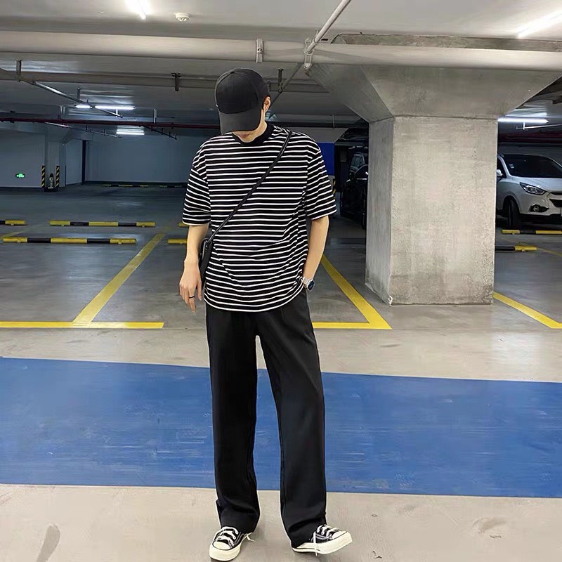 Áo thun Cổ cao Sọc ngang B&W TKTTSG Unisex Style |TAYSONE|