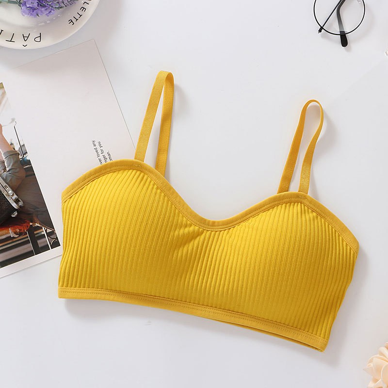 Áo bra 2 dây cotton tăm dáng ngắn