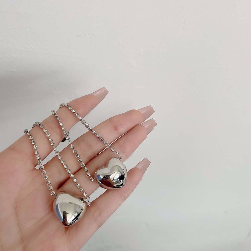 Bông Tai Mạ Bạc Dáng Dài Hình Trái Tim Màu Sắc Đơn GiảnĐôi Bông Tai Dáng Rơi Họa Tiết Dây Xích Thời Trang Cho Nữ