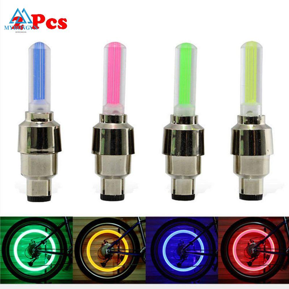 Set 2 Đèn Led Chống Nước An Toàn Gắn Van Lốp Bánh Xe Đạp / Mô Tô