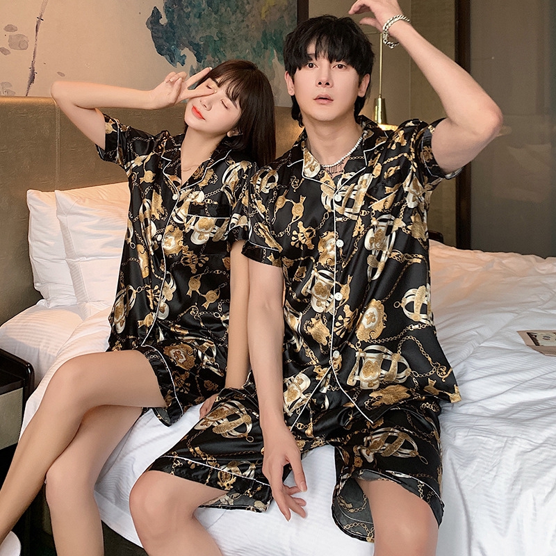 Bộ Đồ Ngủ Lụa Ngắn Tay Cho Cặp Đôi Y2520-1 | BigBuy360 - bigbuy360.vn