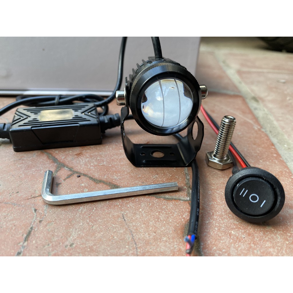 Đèn Trợ Sáng Bi Cầu Mini 2 màu Sáng trắng và vàng Gắn Xe Máy, oto