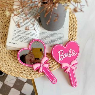 [Hàng mới về] Gương trang điểm mini cầm tay hình trái tim và chữ Barbie đáng yêu