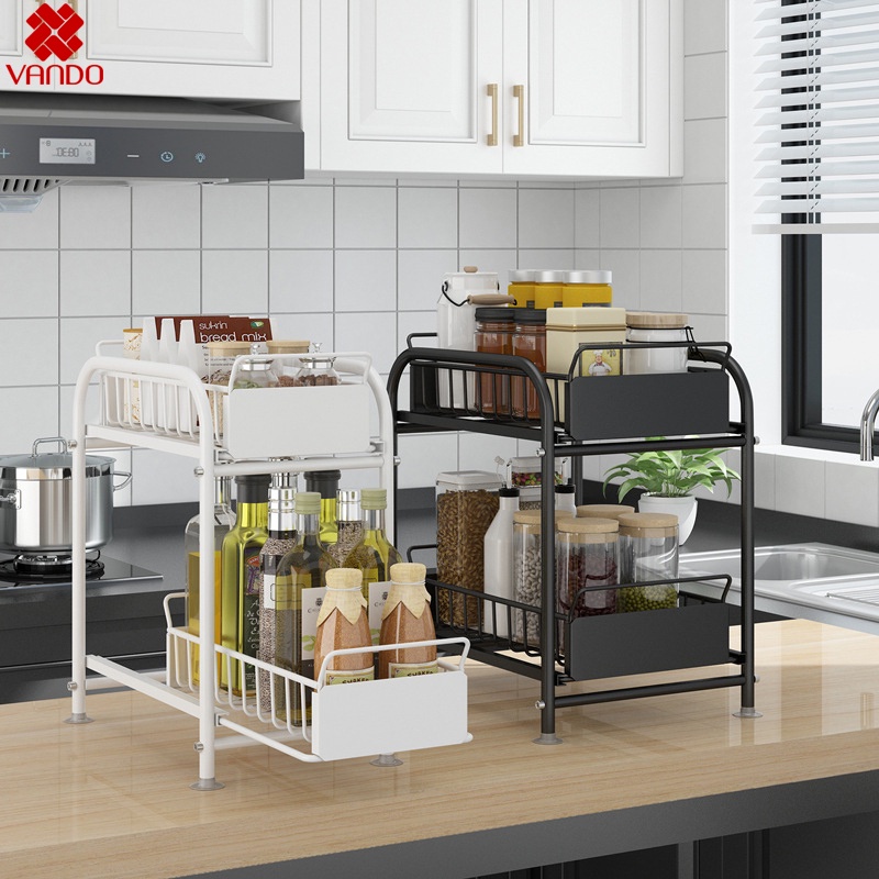 Kệ Đa Năng Nhỏ Vando Kệ Để Gia Vị, Chai Lọ Cao Cấp Trong Phòng Bếp, Giá Kệ 2 tầng Lắp Ráp Thông Minh, Chịu Lực Tốt