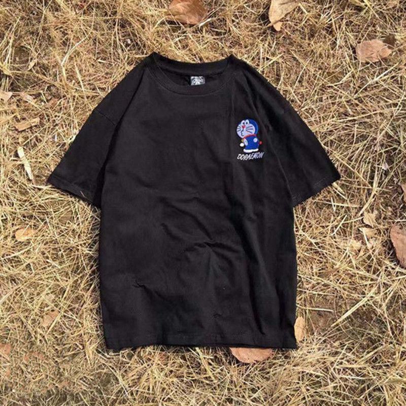 Áo thun tay ngắn in hình hoạt hình Doraemon dành cho nam nữ