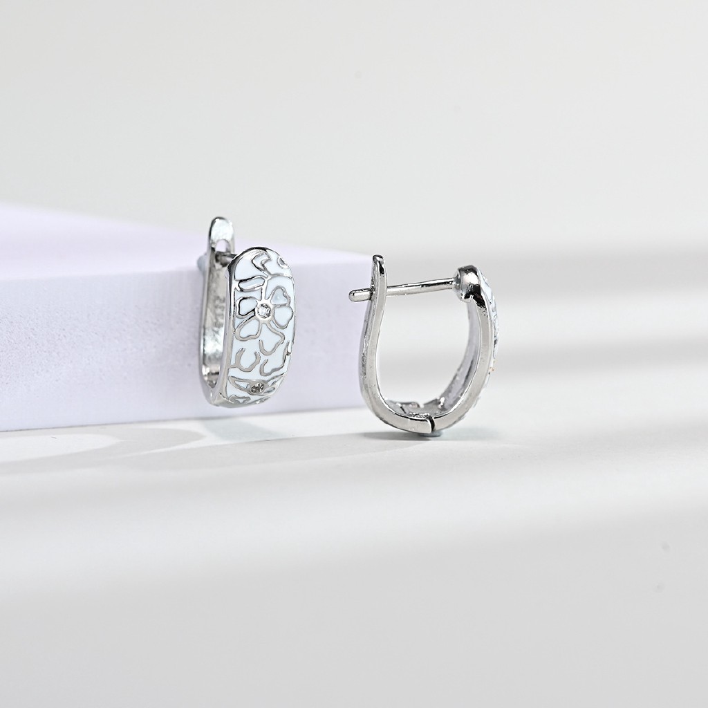 Bộ Khuyên Tai / Vòng Cổ / Nhẫn Mặt Hoa Đính Đá Mã Não Màu Trắng Phong Cách Âu Mỹ Cổ Điển-2664