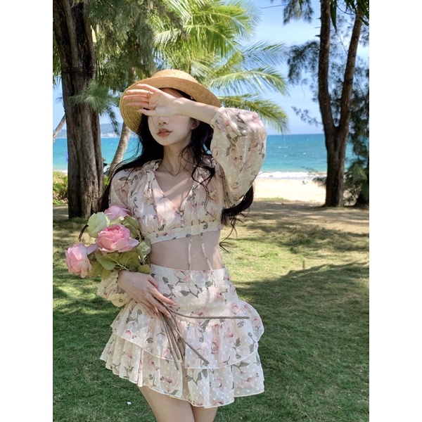 Set Voan Hoa Hồng Cut Lưng QCCC