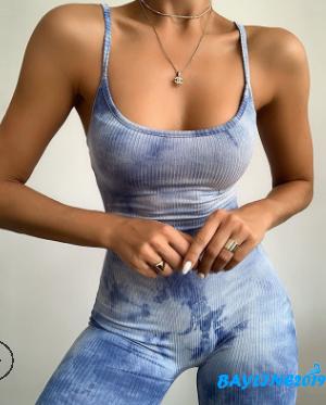 Jumpsuit 2 dây ôm in màu nhuộm gợi cảm cho nữ