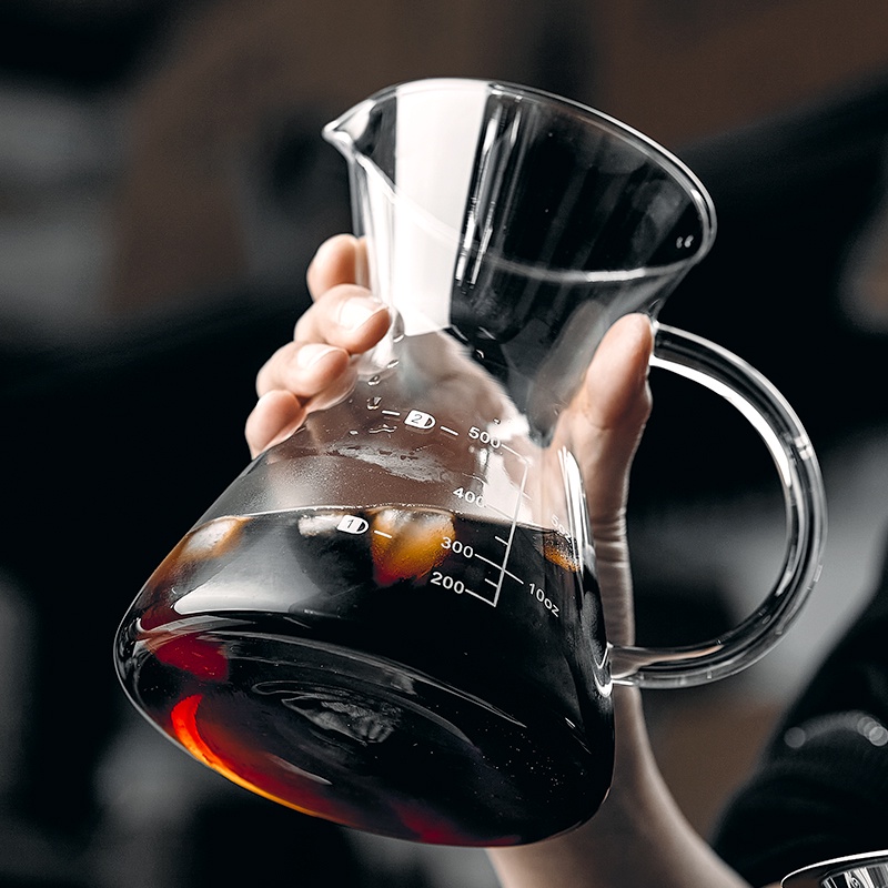 Bình pha cà phê ONEISALL bằng thủy tinh hai lớp có vạch chia 500ml
