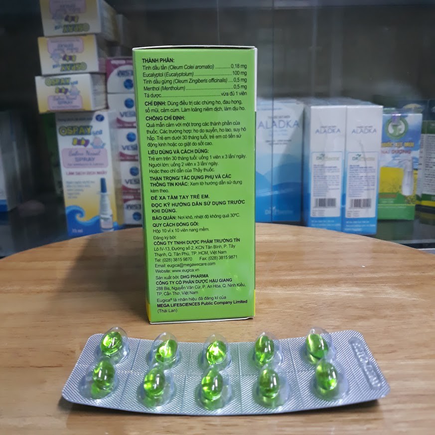 Eugica,ho,long đàm hộp 10 vỉ x 10 viên