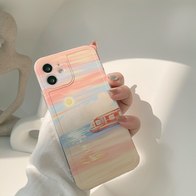 Ốp Điện Thoại Họa Tiết Tranh Sơn Dầu Lãng Mạn Cho iphone 7 8 se 2020 plus x xr xs 11 12 13 14 15 mini pro max