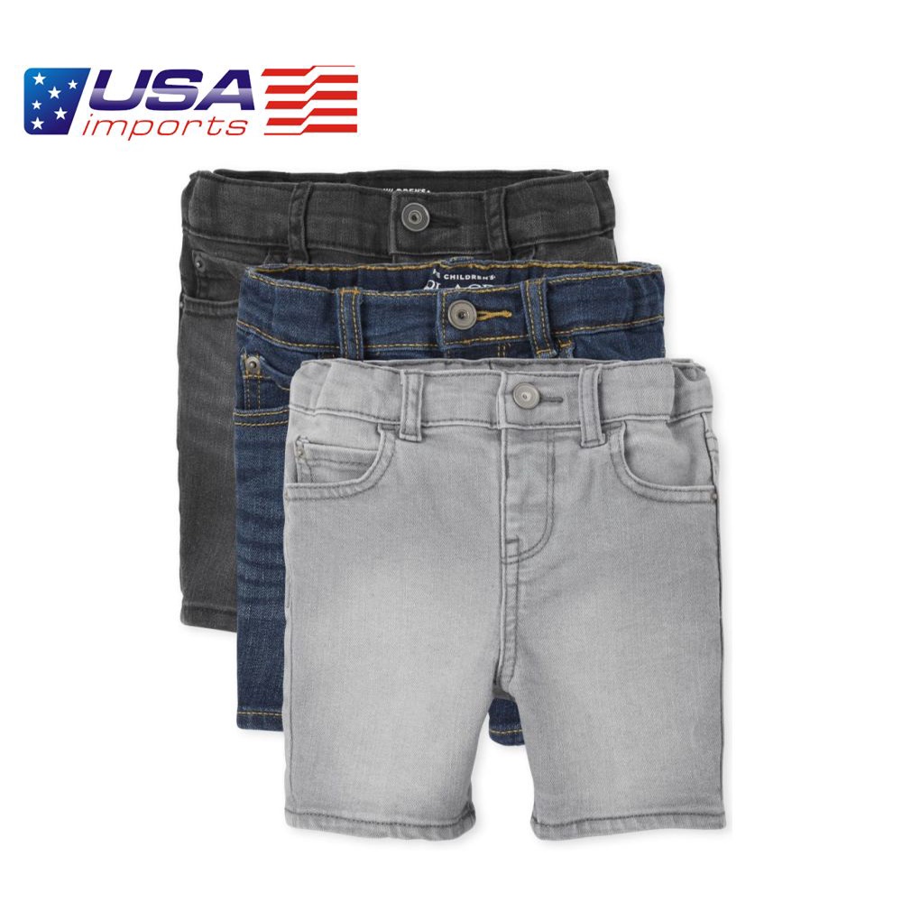 Set 3 quần short jean xanh đen xám co giãn Children's Place Auth Từ Mỹ (3028312_BQ)
