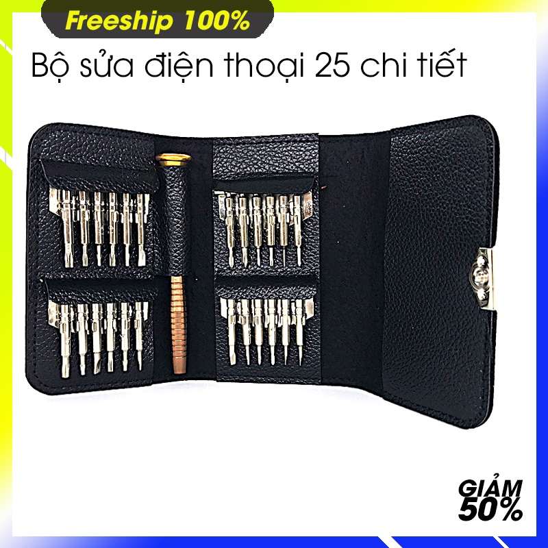 [siêu giảm giá] Bộ dụng cụ 24+1 , sửa chữa điện thoại , máy tính bảng , laptop,thép không rỉ,+ bao đựng dễ thương.