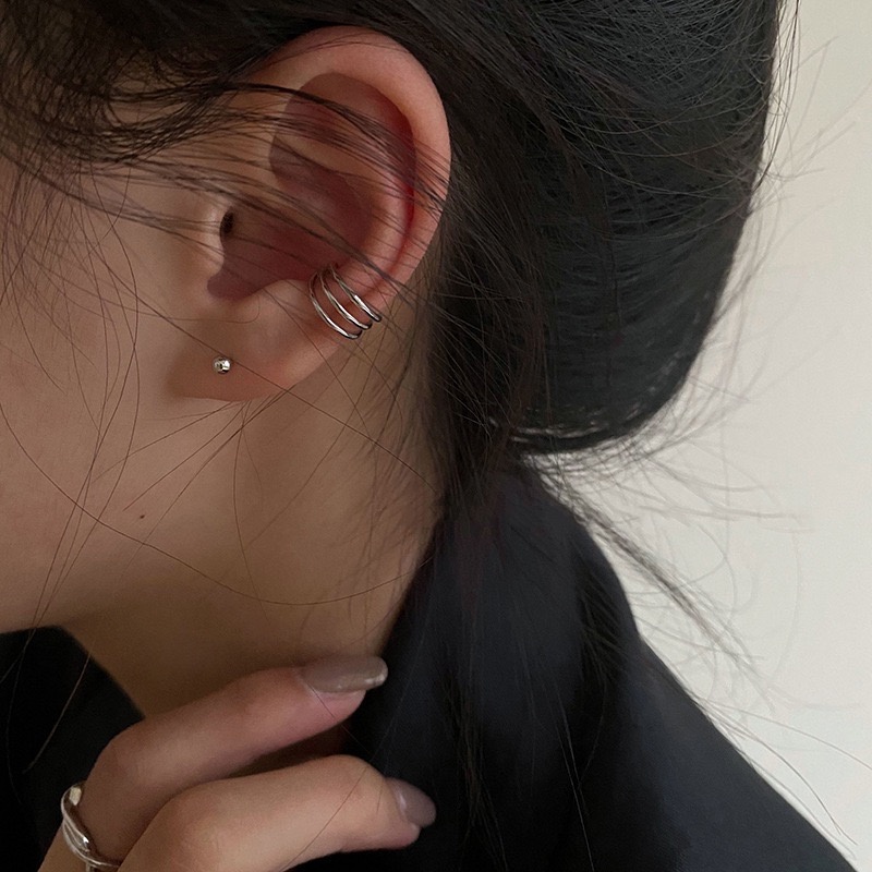 Set khuyên kẹp vành tai không đau màu trắng trơn đơn giản thời trang cao cấp cho nữ